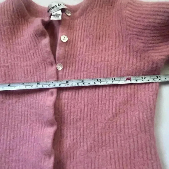 Katherine Kelly Angora Button Front Cardigan Sweater pink girls Large soft warm - Picture 7 of 7